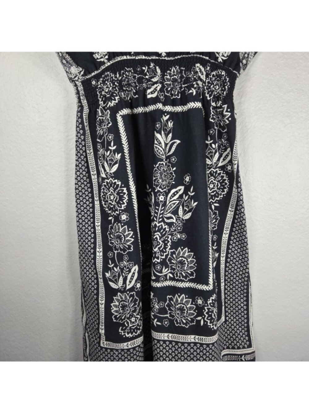 Cute Options VTG Black Bandana Style Print Spaghetti Strap Mini Dress Rayon Sz L - Picture 9 of 11